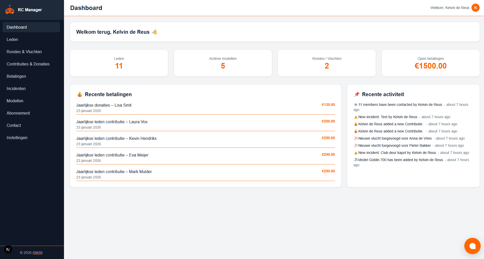 Dashboard Screenshot